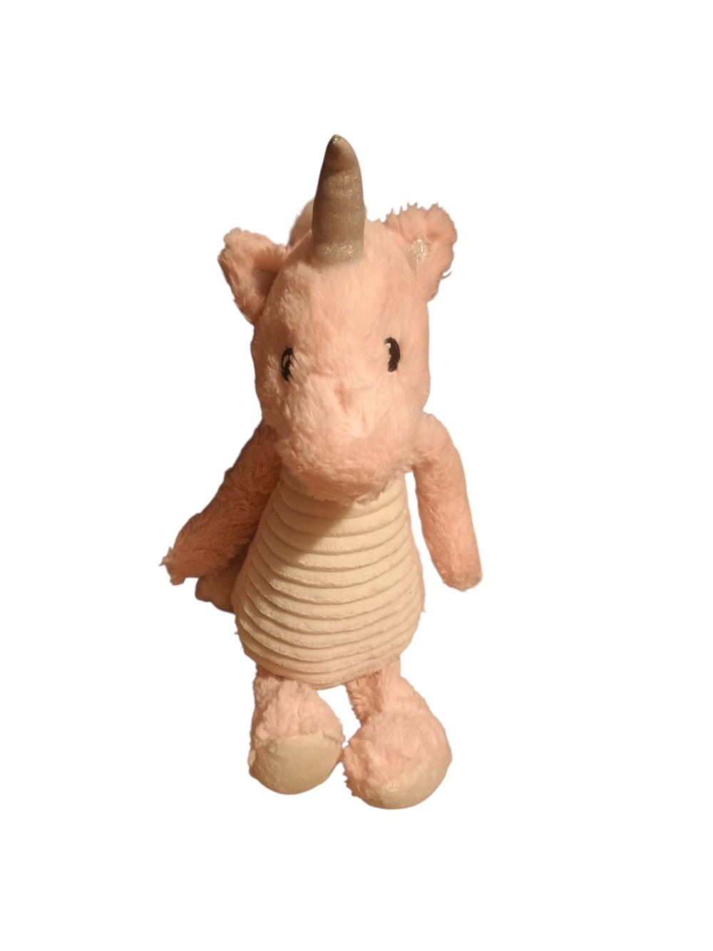Maxx Marketing Plush Pink Unicorn Lovey Stuffed Animal with Cream Ribbed Belly